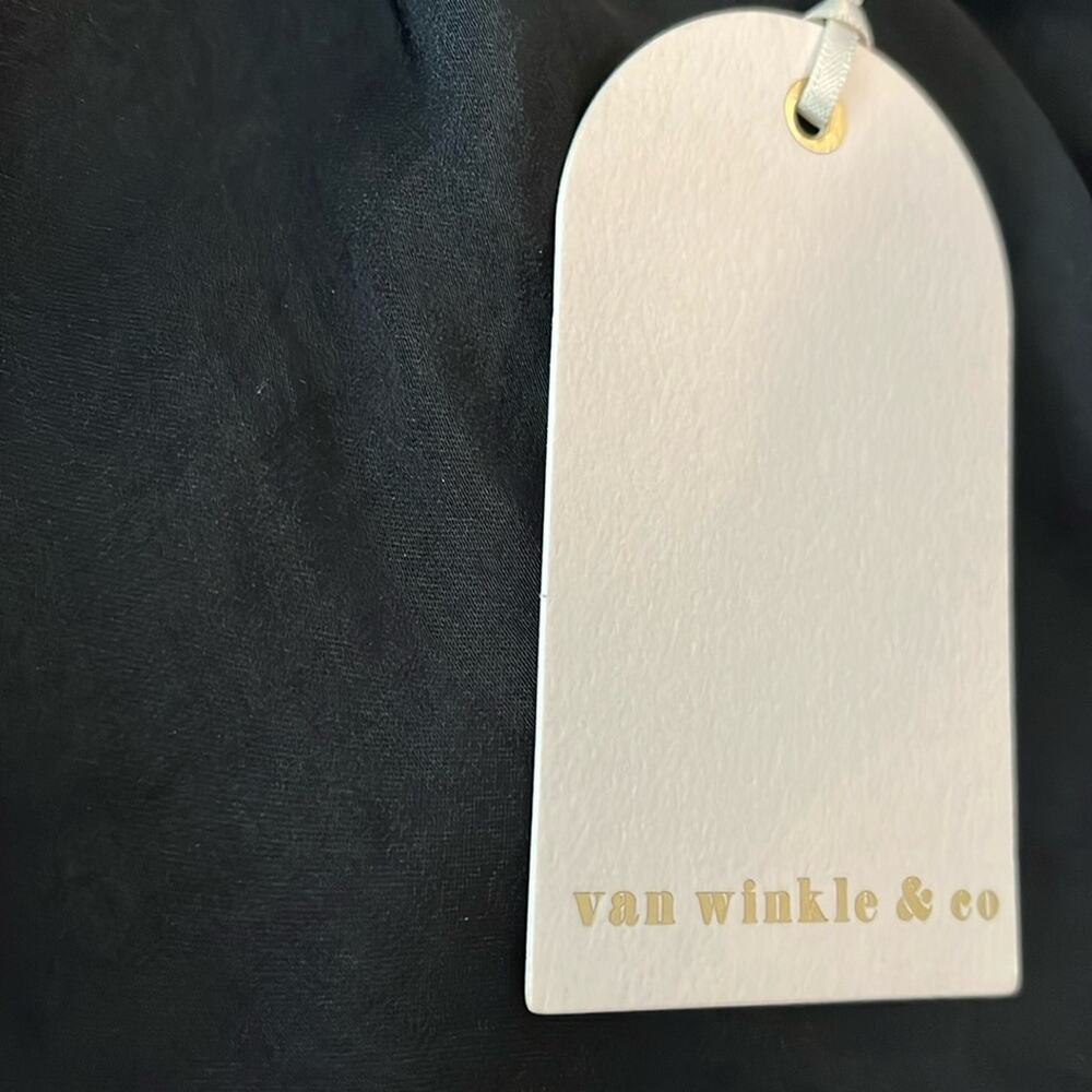 Van Winkle & Co. Solid Satin Sleeveless V-Neck Maxi Chemise Black 2X - Picture 3 of 3